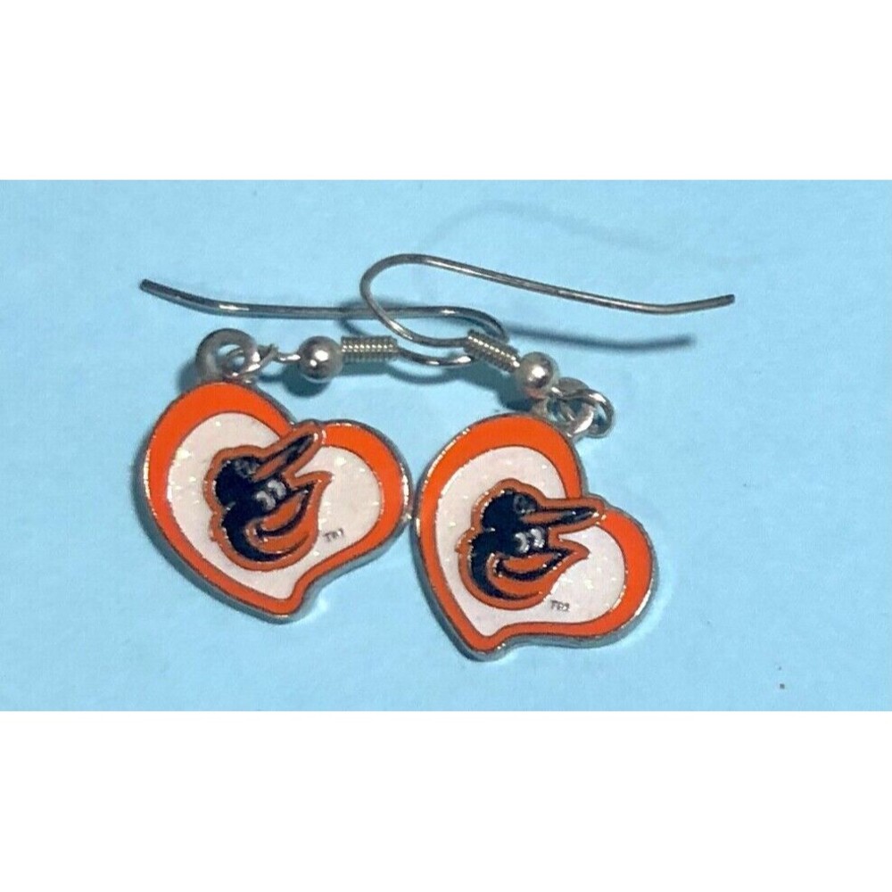 1 pair of 2013 Baltimore Orioles Sparkly Bird Logo Earrings - Picture 3 of 3